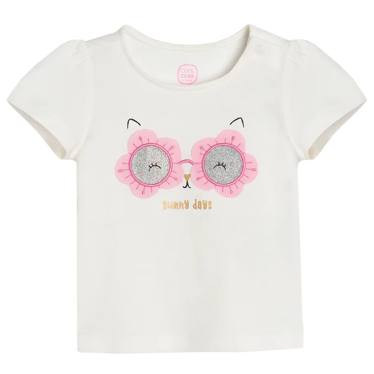 Cool Club, Set pentru fete, Tricou, Pantaloni scurti, alb-galben