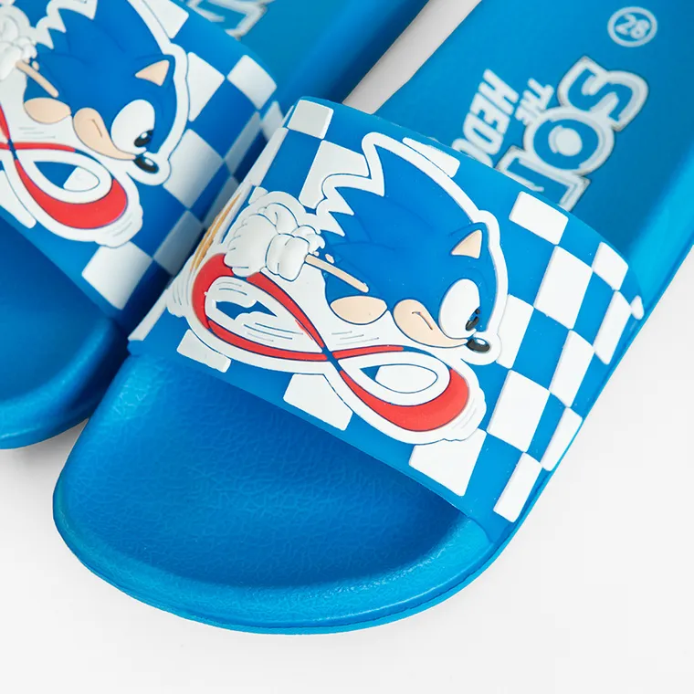 Cool Club, Slapi pentru baieti, albastru, imprimeu Sonic the Hedgehog