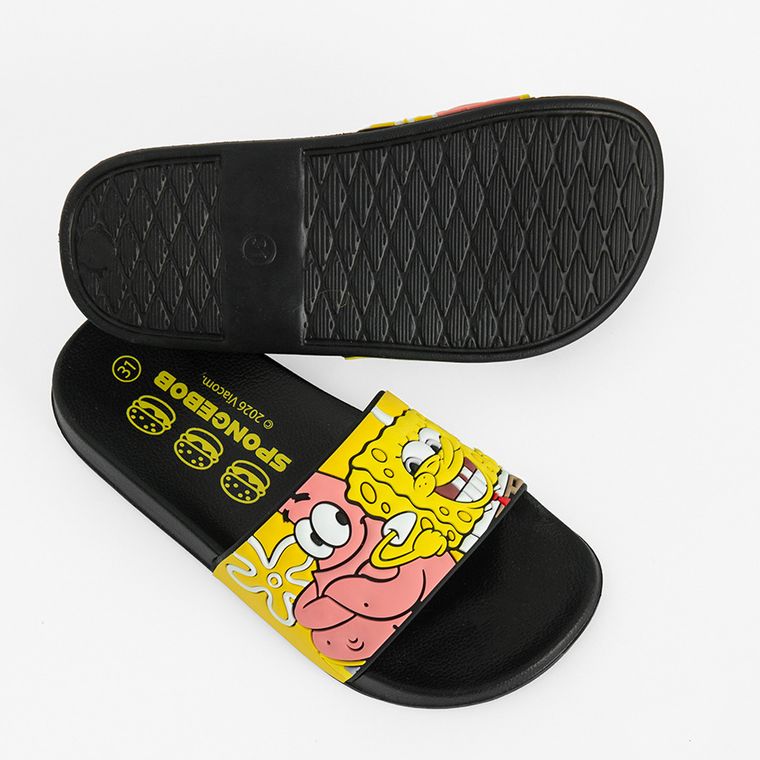 Cool Club, Slapi pentru baieti, negru, imprimeu SpongeBob