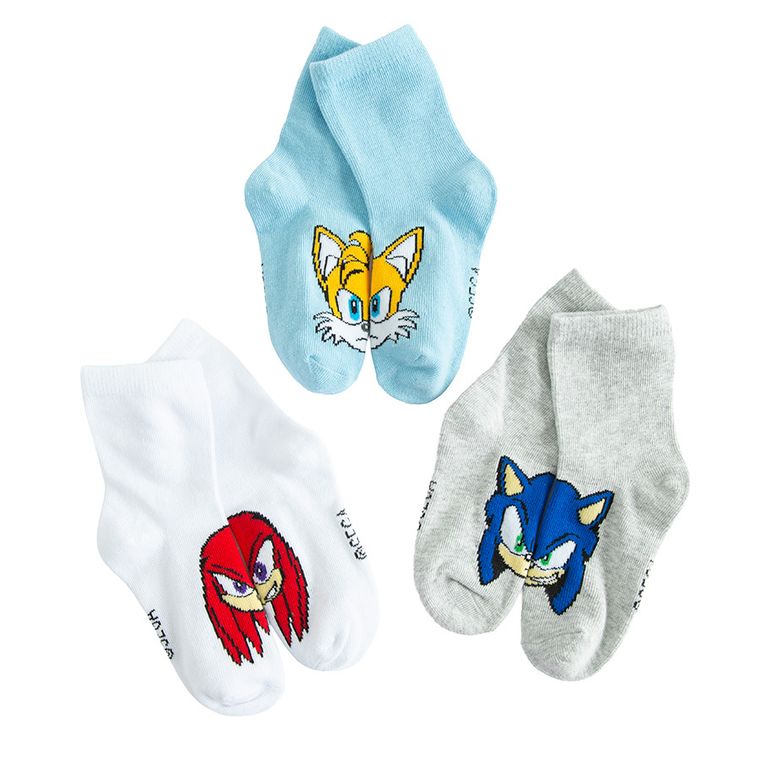 Cool Club, Sosete pentru baieti, mix, imprimeu Sonic the Hedgehog, set, 3 buc.