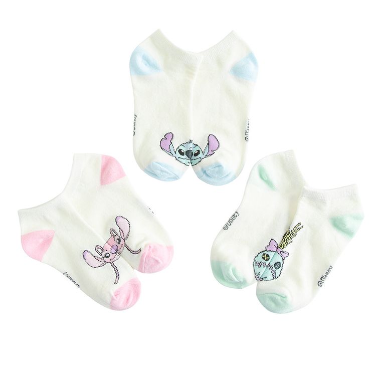 Cool Club, Sosete pentru fete, alb, imprimeu Lilo si Stitch, set, 3 buc.