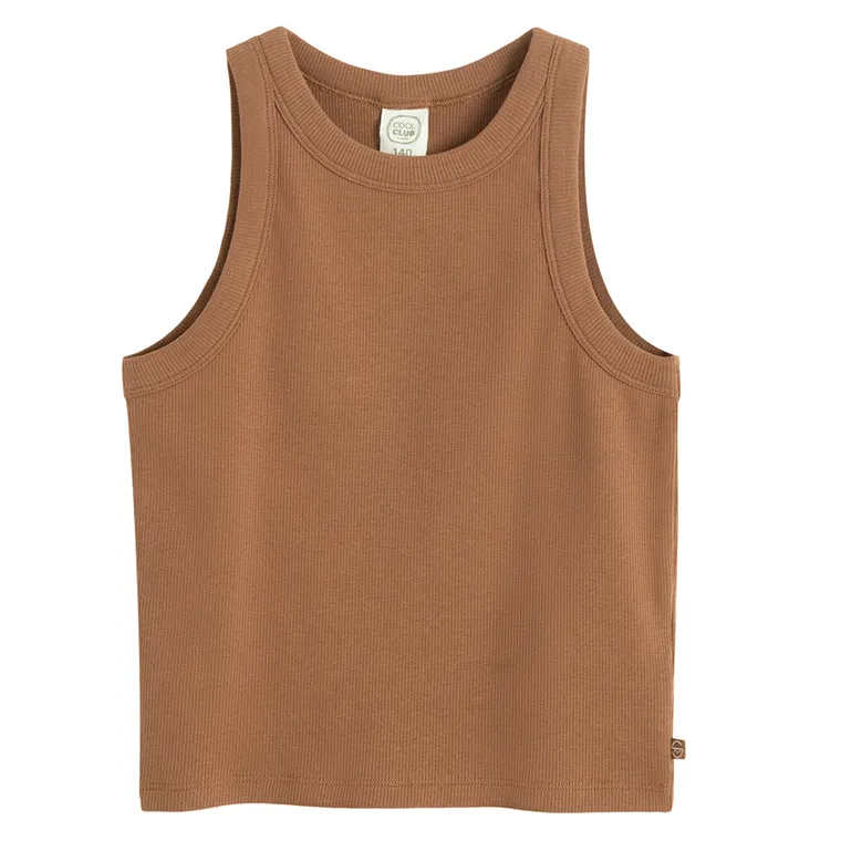 Cool Club, Top pentru fete, din tricot striat, maro