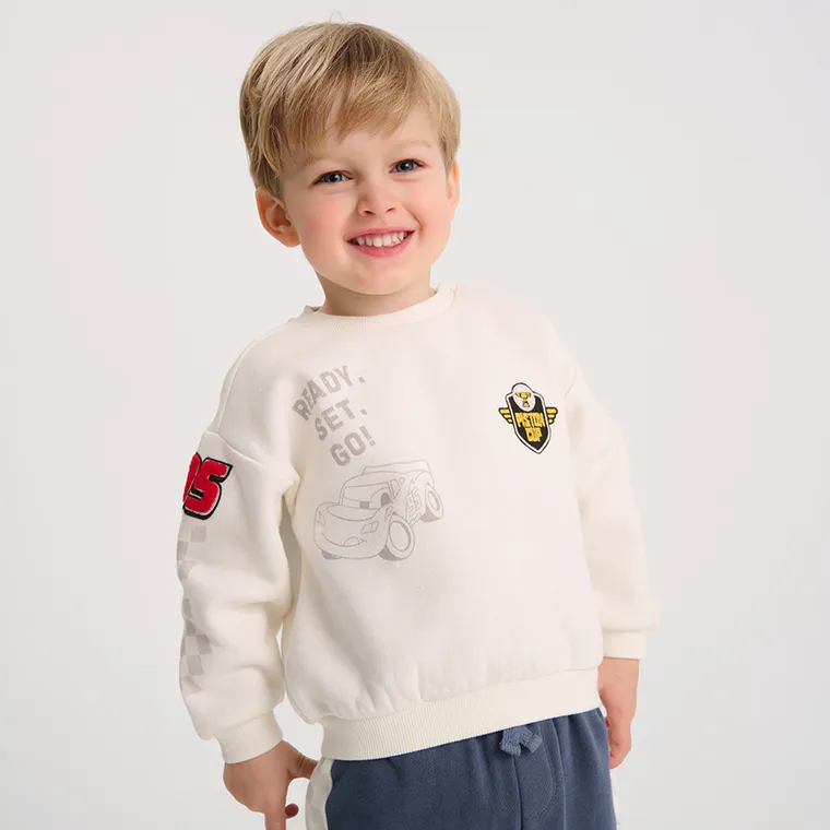 Cool Club, Trening pentru baieti, alb-albastru, imprimeu Cars