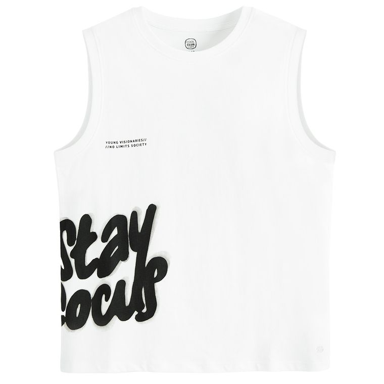 Cool Club, Tricou fara maneci pentru baieti, loose, alb