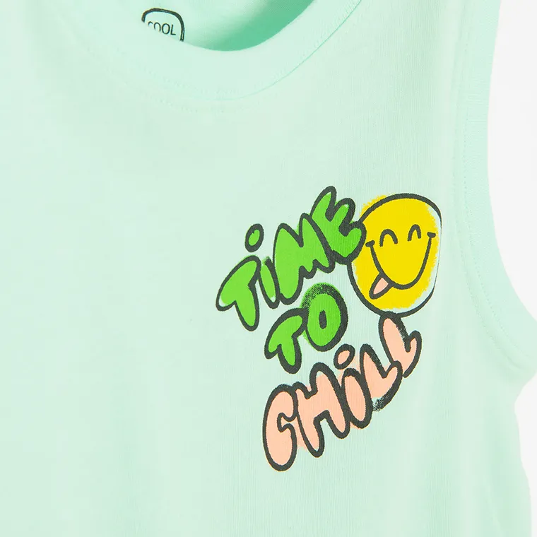 Cool Club, Tricou fara maneci pentru baieti, relaxed, turcoaz