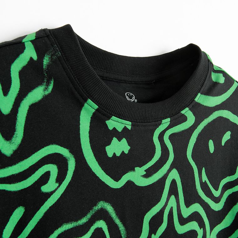 Cool Club, Tricou lejer pentru baieti, negru, imprimeu SmileWorld