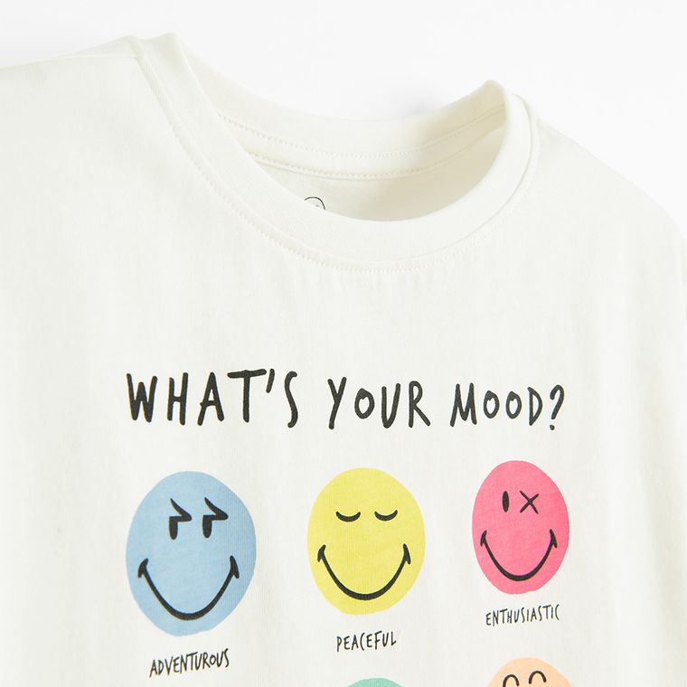 Cool Club, Tricou lejer pentru fete, alb, imprimeu SmileWorld