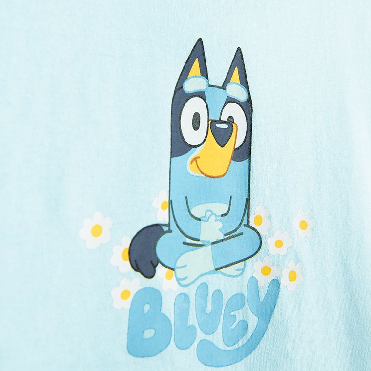 Cool Club, Tricou lejer pentru fete, bumbac organic, albastru, imprimeu Bluey