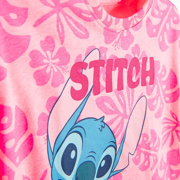 Cool Club, Tricou lejer pentru fete, roz fluo, imprimeu Lilo si Stitch