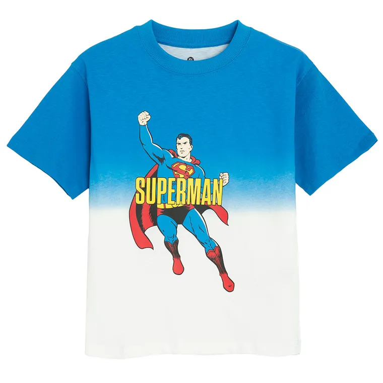 Cool Club, Tricou pentru baieti, alb-albastru, imprimeu Superman