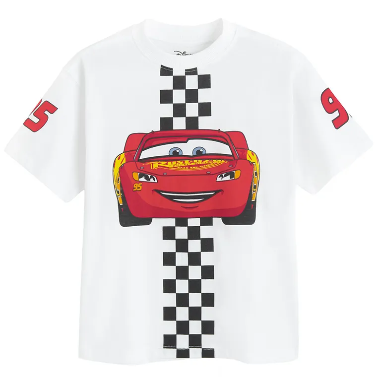 Cool Club, Tricou pentru baieti, alb, imprimeu Cars