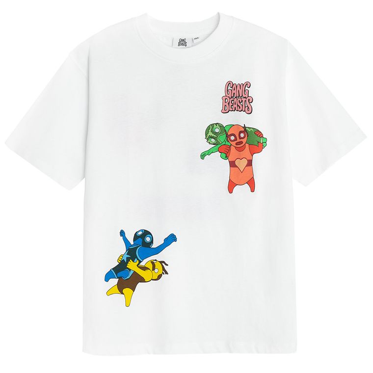 Cool Club, Tricou pentru baieti, alb, imprimeu Gang Beasts
