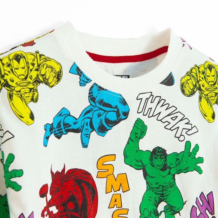Cool Club, Tricou pentru baieti, alb, imprimeu Marvel Super Heroes