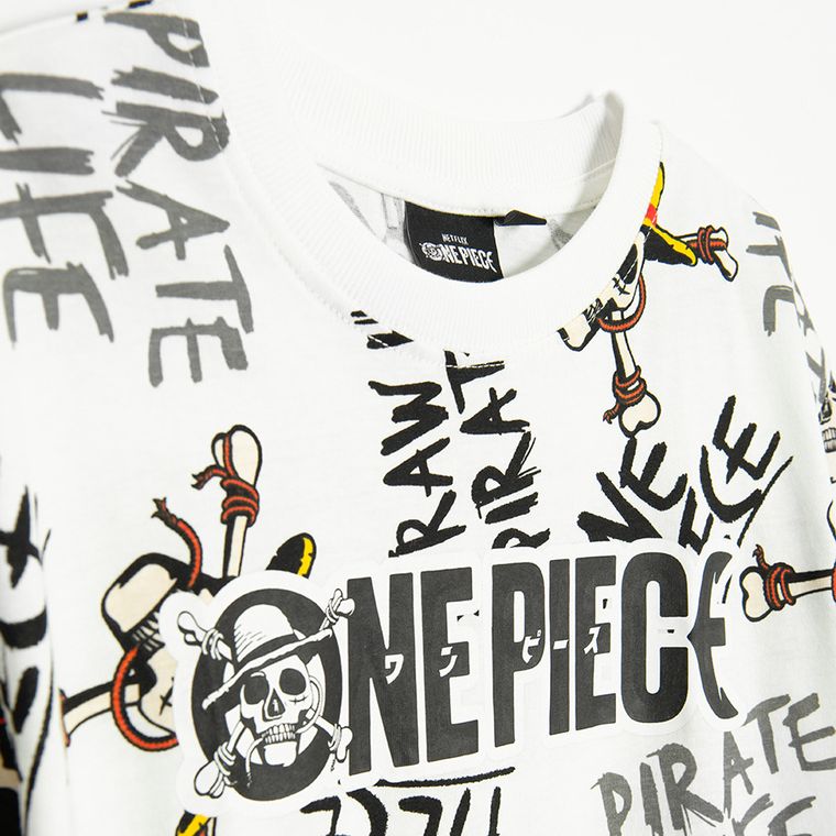 Cool Club, Tricou pentru baieti, alb, imprimeu One Piece