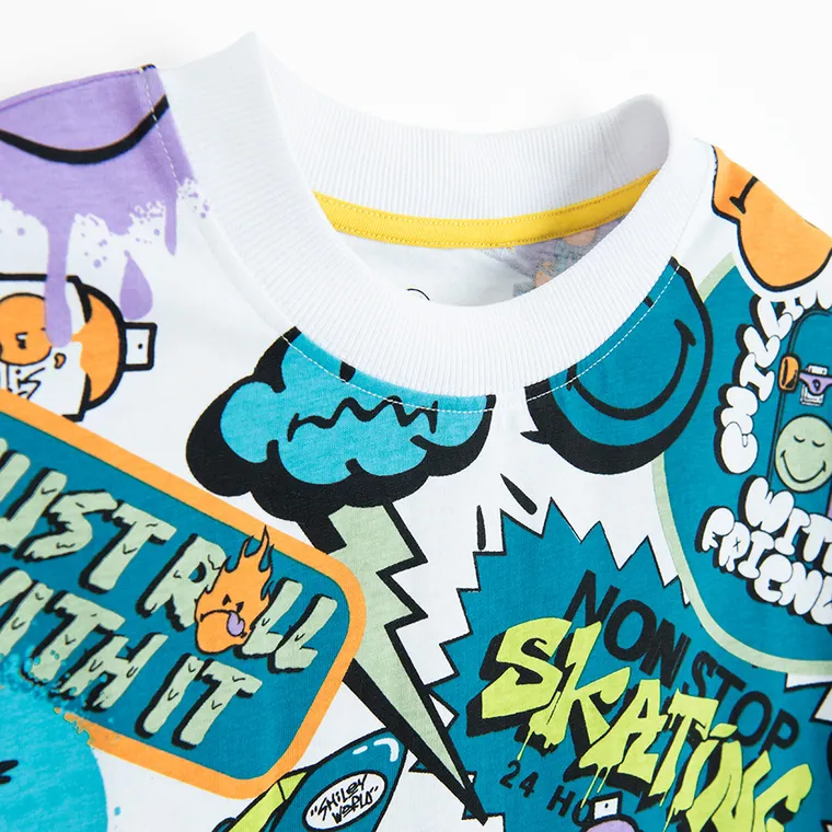 Cool Club, Tricou pentru baieti, alb, imprimeu SmileWorld