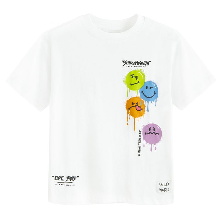 Cool Club, Tricou pentru baieti, alb, imprimeu SmileWorld