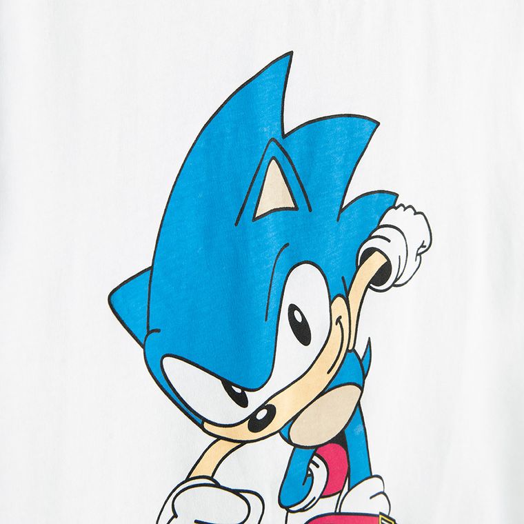 Cool Club, Tricou pentru baieti, alb, imprimeu Sonic the Hedgehog