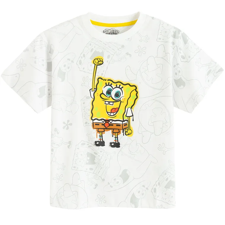 Cool Club, Tricou pentru baieti, alb, imprimeu SpongeBob