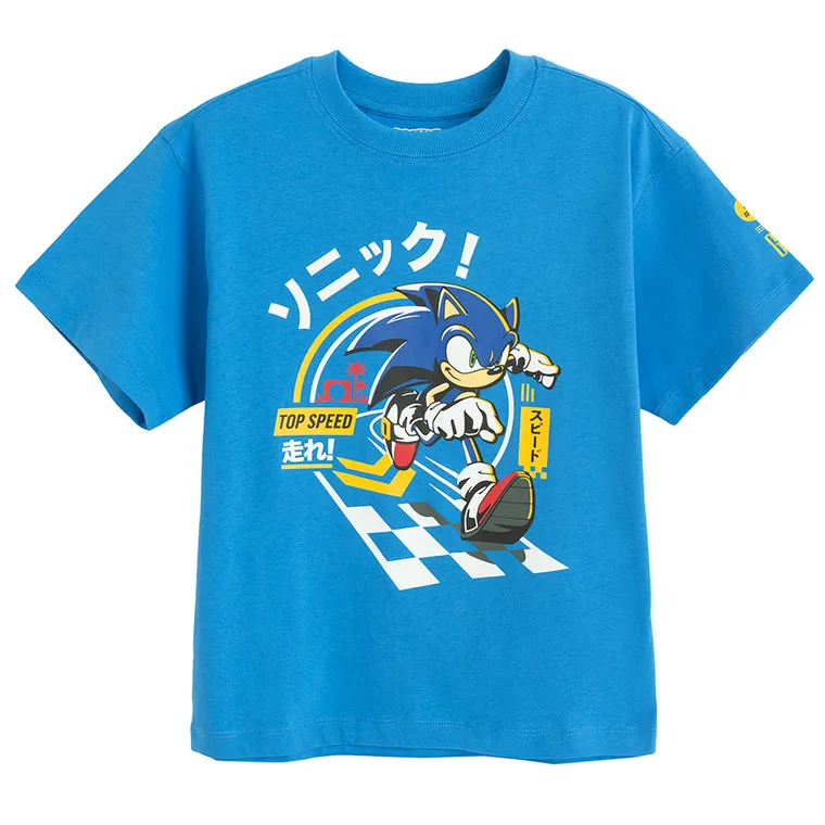 Cool Club, Tricou pentru baieti, albastru, imprimeu Sonic the Hedgehog