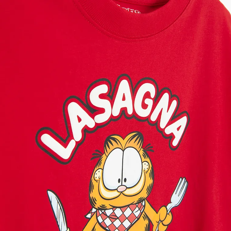 Cool Club, Tricou pentru baieti, rosu, imprimeu Garfield