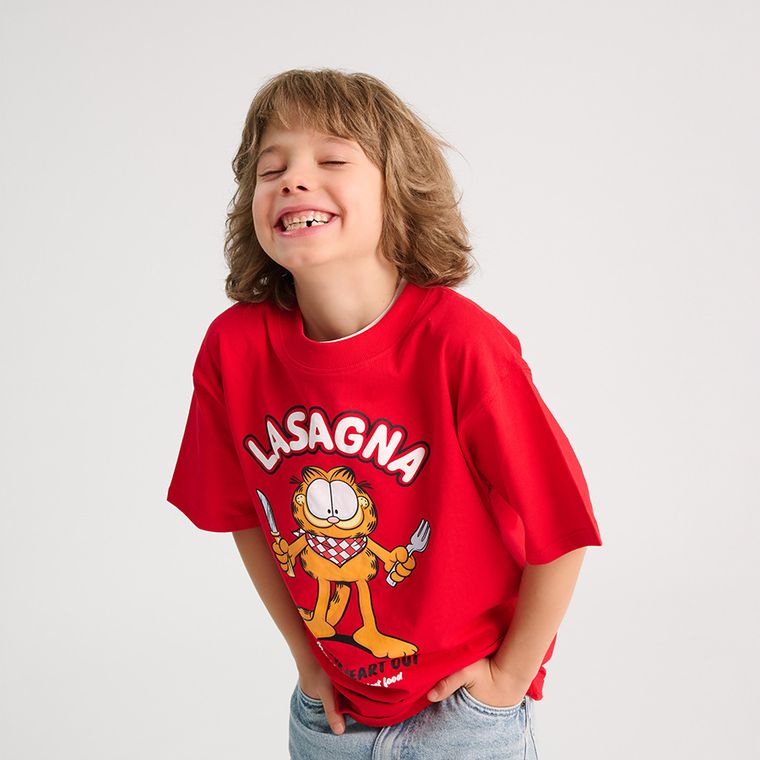 Cool Club, Tricou pentru baieti, rosu, imprimeu Garfield