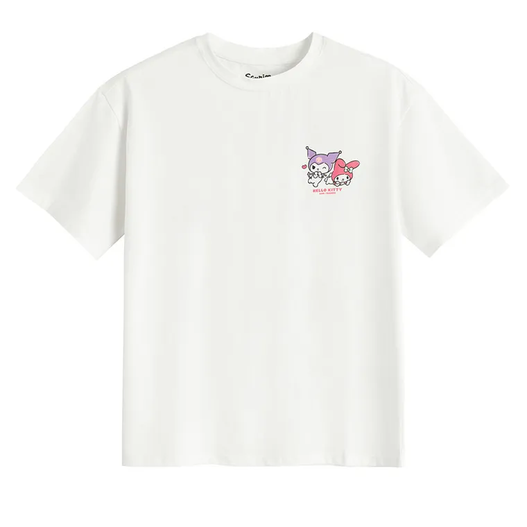 Cool Club, Tricou pentru fete, alb, imprimeu Kuromi