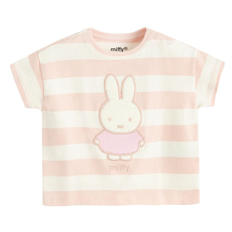 Cool Club, Tricou pentru fete, alb-roz, imprimeu Miffy