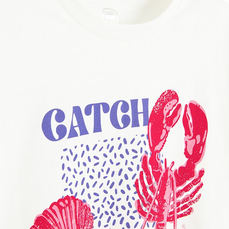 Cool Club, Tricou pentru fete, crop top, alb