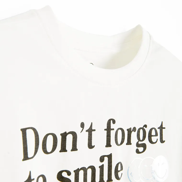 Cool Club, Tricou pentru fete, crop top, alb, imprimeu SmileWorld