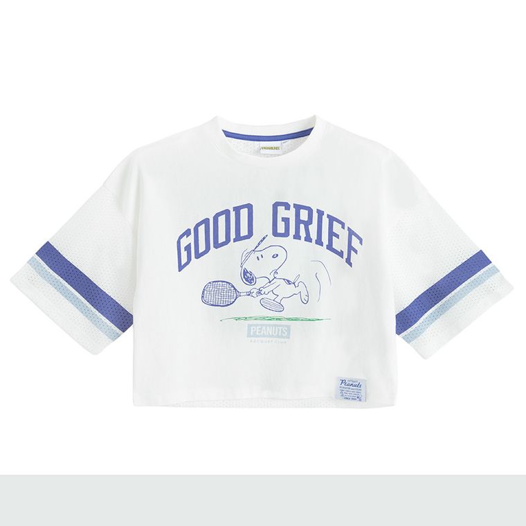 Cool Club, Tricou pentru fete, crop top, alb, Peanuts