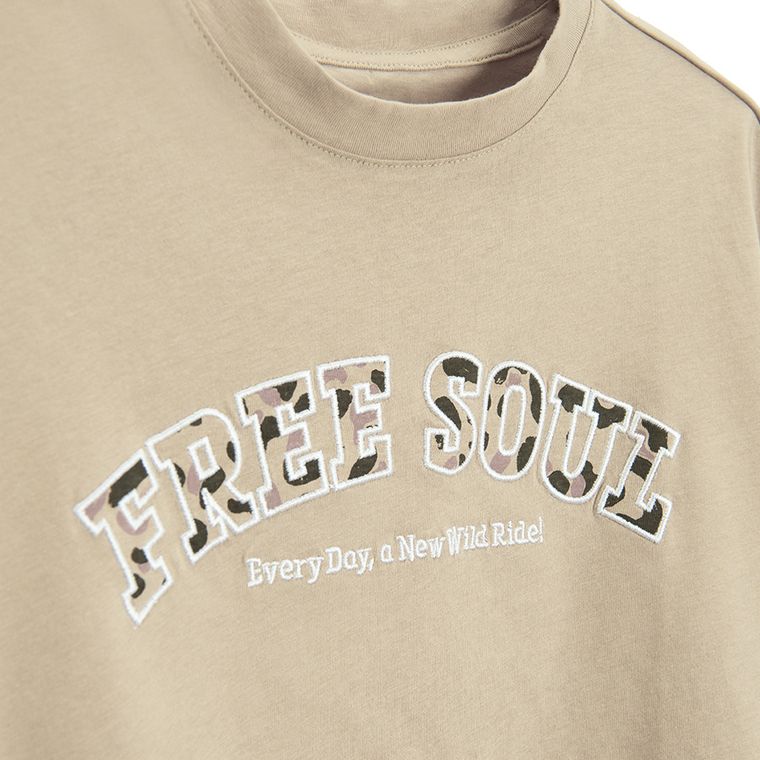 Cool Club, Tricou pentru fete, crop top, bej