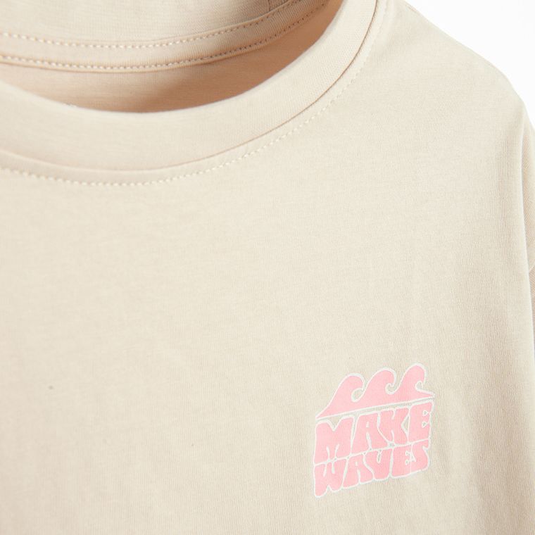 Cool Club, Tricou pentru fete, crop top, bej