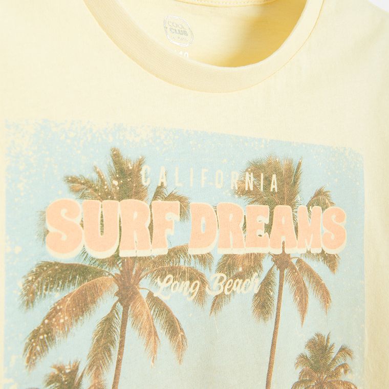 Cool Club, Tricou pentru fete, crop top, galben