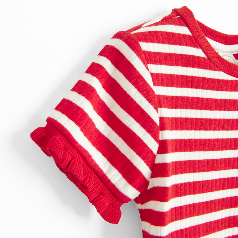 Cool Club, Tricou pentru fete, crop top, rosu-alb