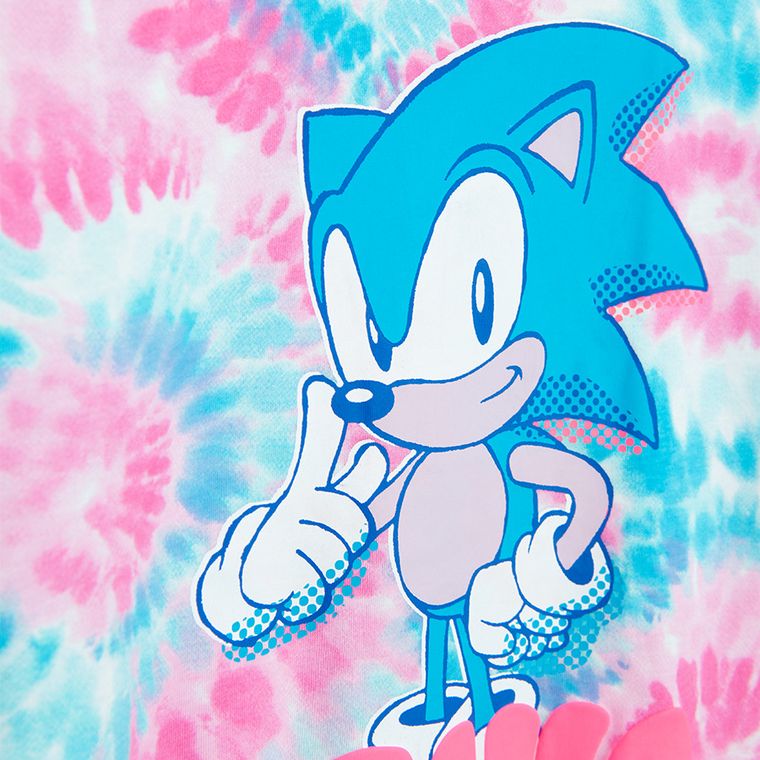 Cool Club, Tricou pentru fete, crop top, roz, imprimeu Sonic the Hedgehog