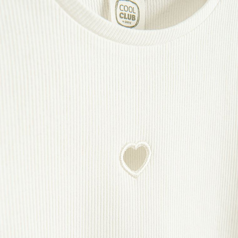 Cool Club, Tricou pentru fete, din tricot striat, alb