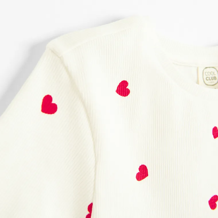 Cool Club, Tricou pentru fete, din tricot striat, alb