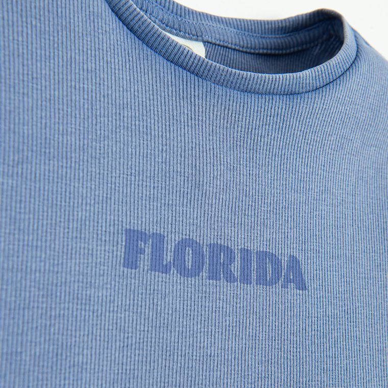 Cool Club, Tricou pentru fete, din tricot striat, albastru