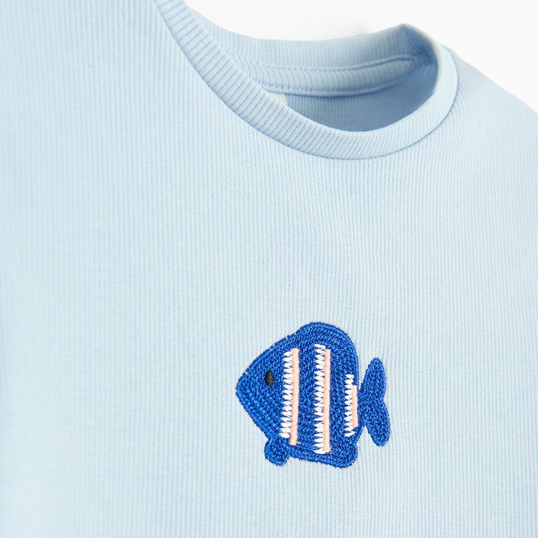 Cool Club, Tricou pentru fete, din tricot striat, albastru