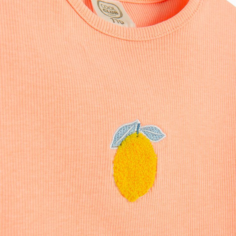 Cool Club, Tricou pentru fete, din tricot striat, portocaliu