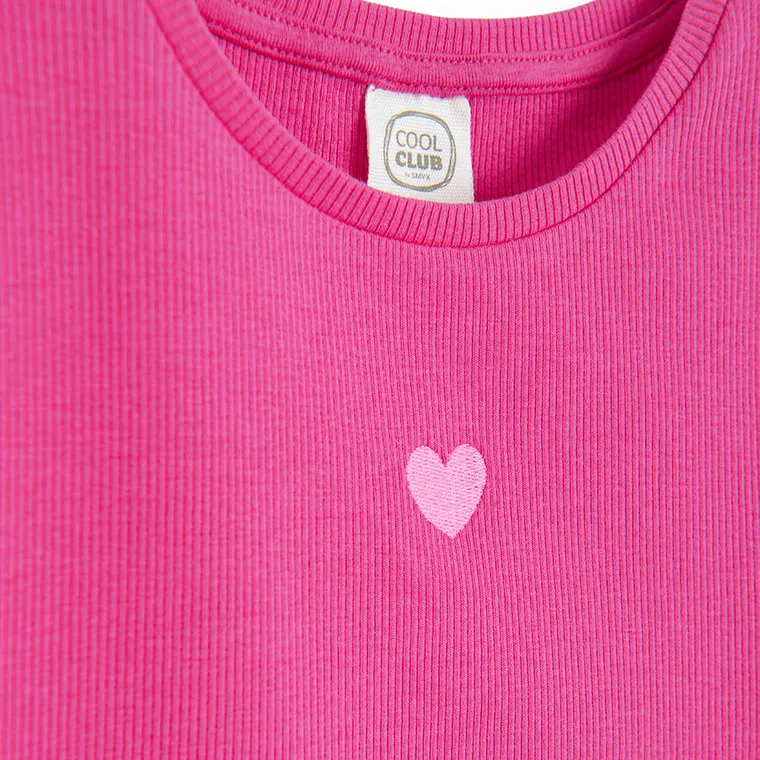 Cool Club, Tricou pentru fete, din tricot striat, roz