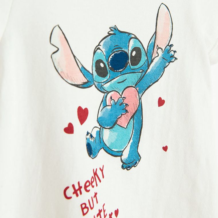Cool Club, Tricou pentru fete, ecru, imprimeu Lilo si Stitch