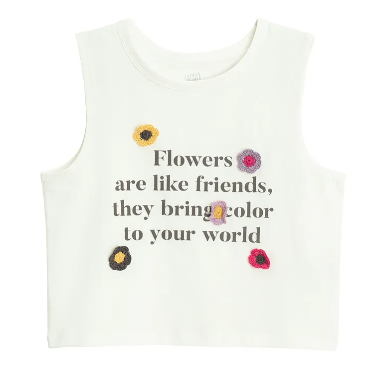 Cool Club, Tricou pentru fete fara maneci, alb