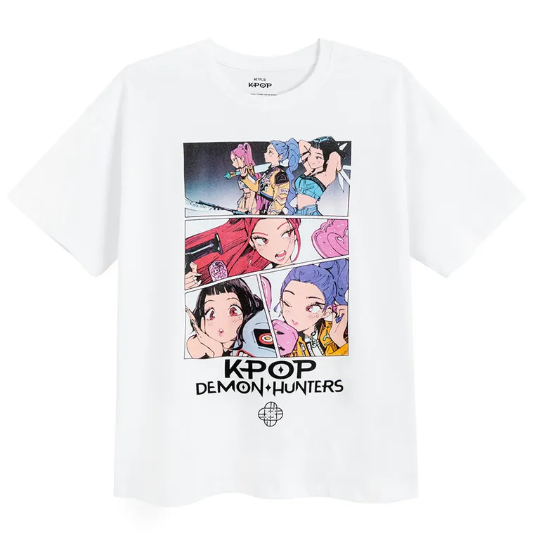 Cool Club, Tricou pentru fete, oversize, alb, K-Pop Demon Hunters