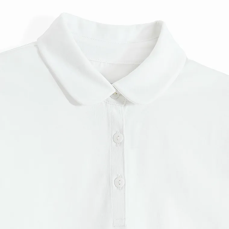 Cool Club, Tricou polo alb pentru fete, cu volanase