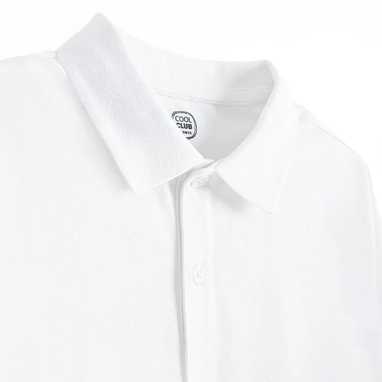 Cool Club, Tricou polo cu maneca lunga pentru baieti, alb