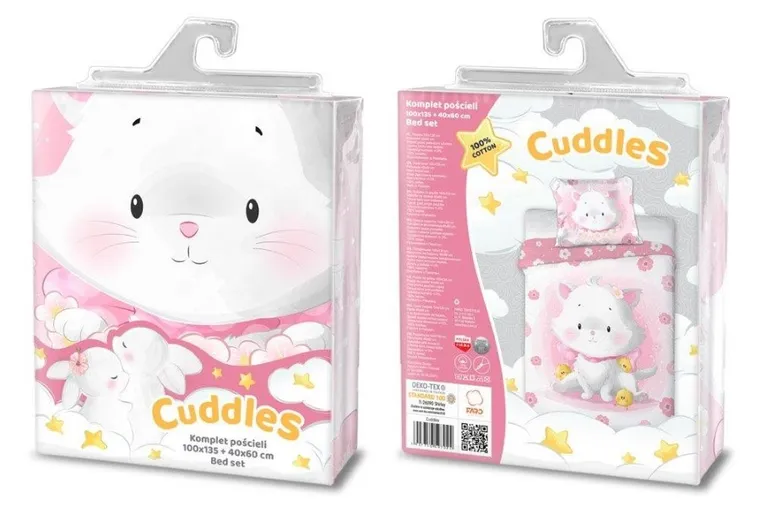Cuddles, Pisica, set lenjerie de pat single, 100-135 cm