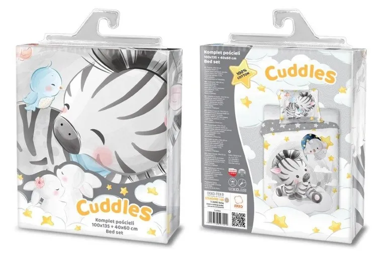 Cuddles, Zebra, set lenjerie de pat single, 100-135 cm