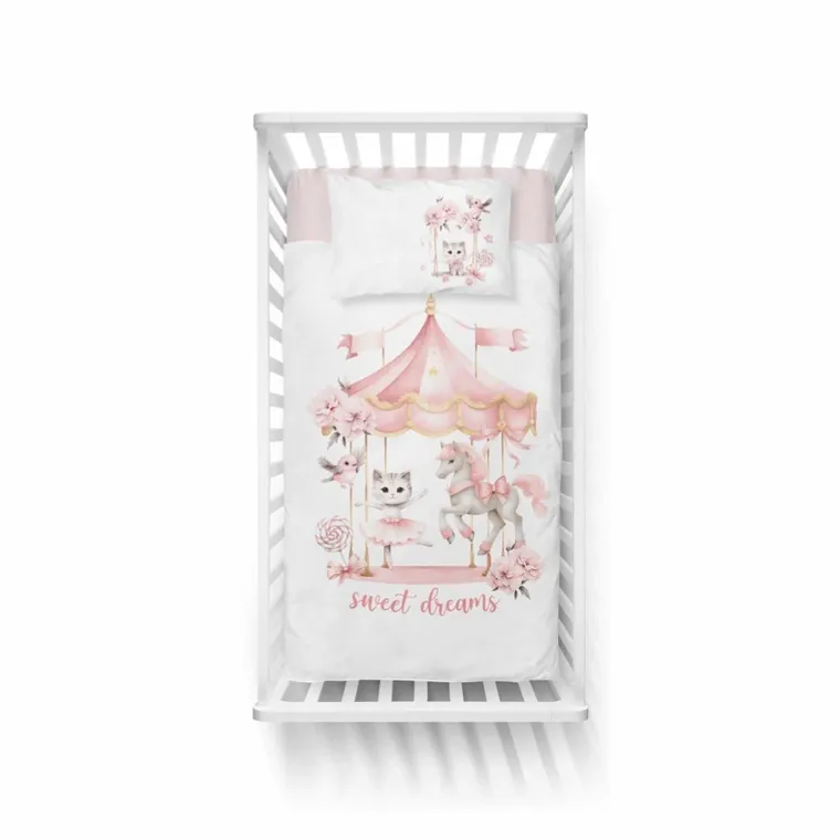 Detexpol, Carusel, set lenjerie de pat single, din bumbac, 100-135 cm