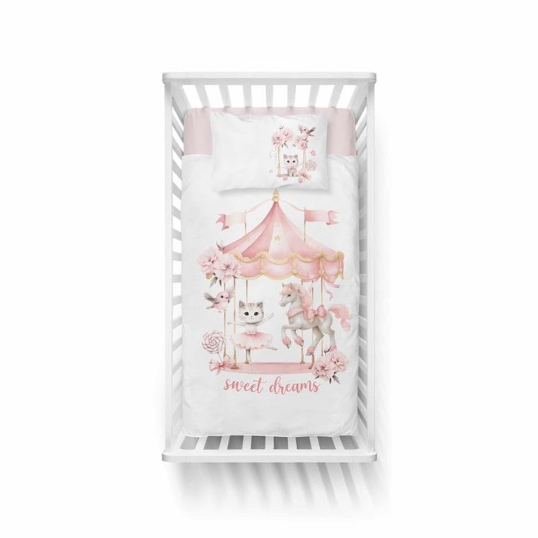 Detexpol, Carusel, set lenjerie de pat single, din bumbac, 90-120 cm